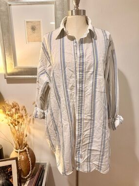 Ralph Lauren Striped Button-Down Shirt in White, Blue & yellow- men’s Large